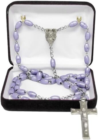 Novel Box Black Communion Keepsake Rosary Box 3.25x2.5x1 Inches White Inside - Rosary Storage Jewelry Boxes Unique Gift - Religious Rosary Box for Women, Family & Friends in Saudi Arabia