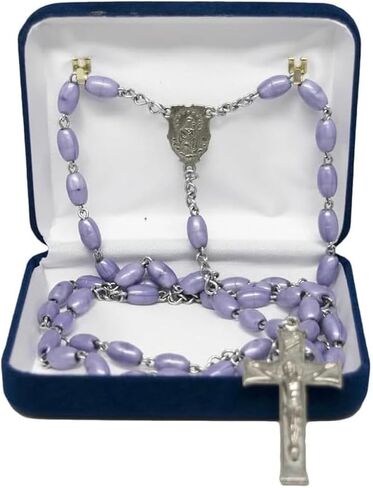 Novel Box Black Communion Keepsake Rosary Box 3.25x2.5x1 Inches White Inside - Rosary Storage Jewelry Boxes Unique Gift - Religious Rosary Box for Women, Family & Friends in Saudi Arabia