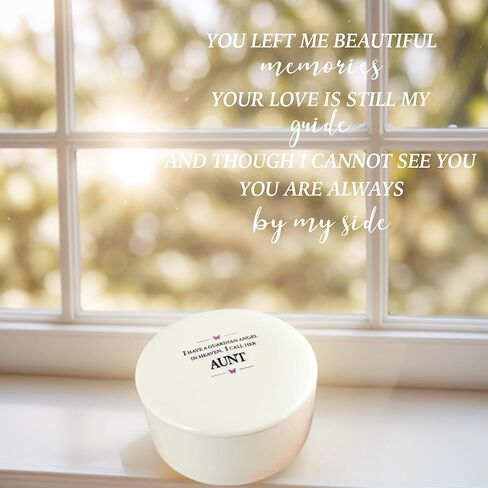 Aunt Memorial Gift, I Have a Guardian Angel in Heaven Sympathy Keepsake Box Ceramic with Butterfly Necklace, In Loving Memory of Aunt, Condolence Remembrance Grieving Auntie Passed Away Gifts in Kuwait