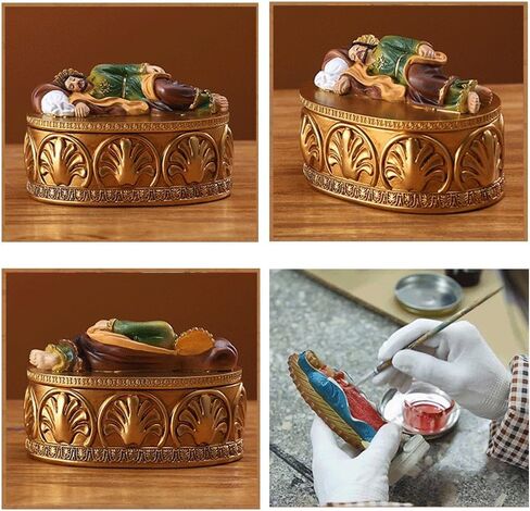 صندوق مسبحة كاثوليكي مزخرف للنوم سانت جوزيف ، صندوق كنز من الراتنج ، تخزين مجوهرات رائع ، ML-ST012 in Kuwait