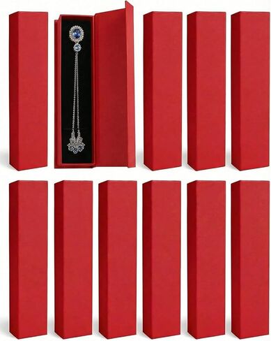 Jewelry Gift Box, 12 Pack Velvet Lined Style Box for Necklace & Bracelet Organizer Elegant Jewelry Storage Box for Gift Giving Flip-Up Design Ring & Necklace Packaging, 8.3x1.8x1.4 Inches (Dark Blue) in Saudi Arabia