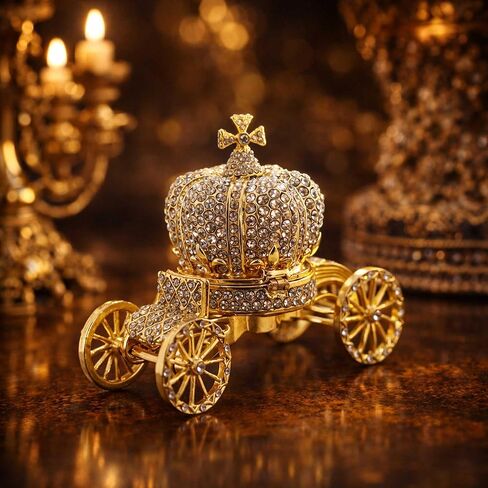 BestPysanky Crystal Coach Crown Jewelry Trinket Box Figurine in Saudi Arabia
