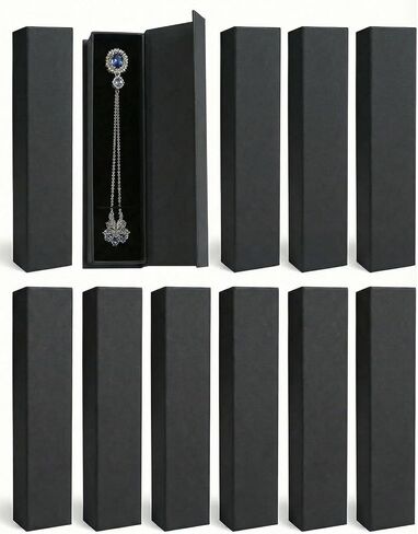 Jewelry Gift Box, 12 Pack Velvet Lined Style Box for Necklace & Bracelet Organizer Elegant Jewelry Storage Box for Gift Giving Flip-Up Design Ring & Necklace Packaging, 8.3x1.8x1.4 Inches (Dark Blue) in Saudi Arabia