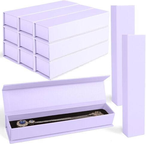 Jewelry Gift Box, 12 Pack Velvet Lined Style Box for Necklace & Bracelet Organizer Elegant Jewelry Storage Box for Gift Giving Flip-Up Design Ring & Necklace Packaging, 8.3x1.8x1.4 Inches (Dark Blue) in Saudi Arabia