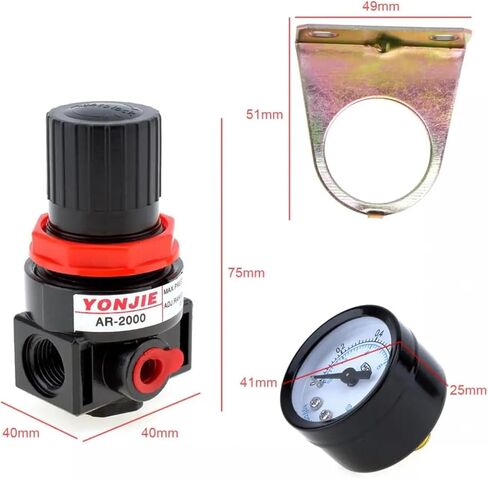 1pc AR2000 0-1.0mpa Mini Adjustable Air Pressure Regulator Air Treatment Units G1/4 with Gauge & Bracket in Saudi Arabia