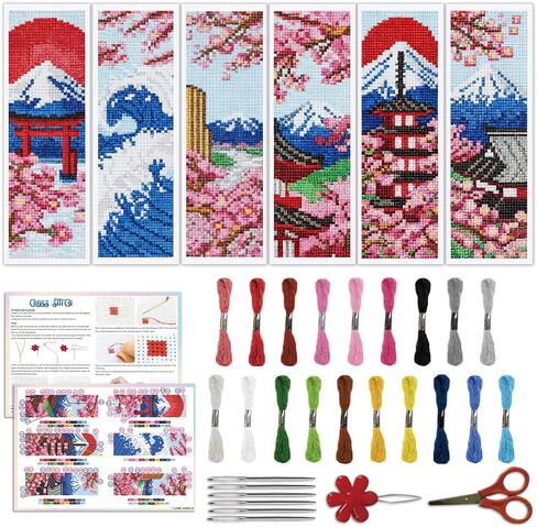 ACRNIGHEET 6PCS Cross Stitch Bookmark Kits Cosmic Planet Pattern Counted Cross Stitch Kits for Beginners Adults DIY Stamped Embroidery Bookmarks with Instructions Hand Embroidery Craft Gift in Saudi Arabia