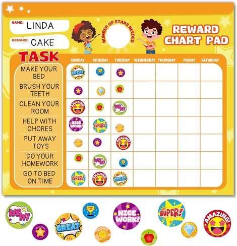 Anwyll Reward Chart for Kids - Magnetic Behavior Chore Chart System for Kid Toddler Pad with 26 Chore Charts and 1488 Reward Stickers for Home Classroom Potty Train Responsibility Daily Routine Charts in Saudi Arabia