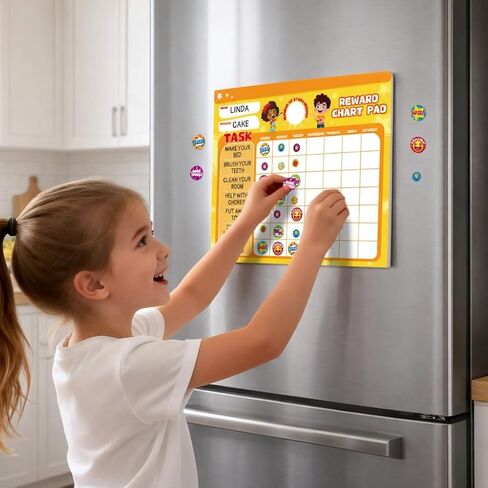 Anwyll Reward Chart for Kids - Magnetic Behavior Chore Chart System for Kid Toddler Pad with 26 Chore Charts and 1488 Reward Stickers for Home Classroom Potty Train Responsibility Daily Routine Charts in Saudi Arabia