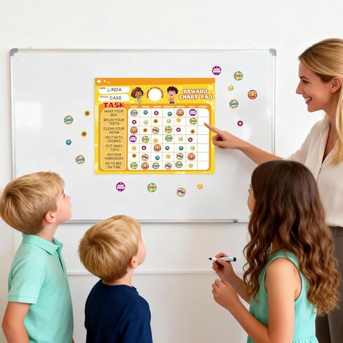Anwyll Reward Chart for Kids - Magnetic Behavior Chore Chart System for Kid Toddler Pad with 26 Chore Charts and 1488 Reward Stickers for Home Classroom Potty Train Responsibility Daily Routine Charts in Saudi Arabia