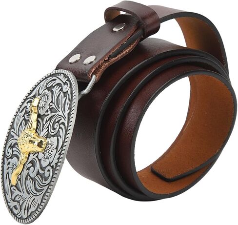 Cowboy Belt, Premium Leather Adjustable Retro Vintage Bull Head Belt for Men and Women, with Secure Buckle for Everyday Casual and Formal Wear (115cm) in Saudi Arabia