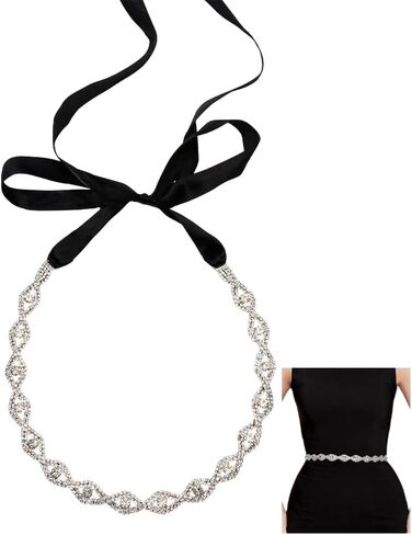 GORGECRAFT 245cm Bridal Crystal Rhinestone Belt White Bridesmaid Gown Sash Hip Chain Belts Metal Horse Eye Bridal Waist Belts with Polyester Ribbon for Wedding Dress Party Club Summer Beach Sweater in Saudi Arabia