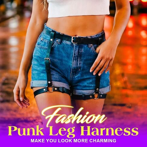 Yonamix Leg Harness Black Leather Garter Belt Punk Waist Belts for Women in Saudi Arabia