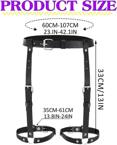 Yonamix Leg Harness Black Leather Garter Belt Punk Waist Belts for Women in Saudi Arabia