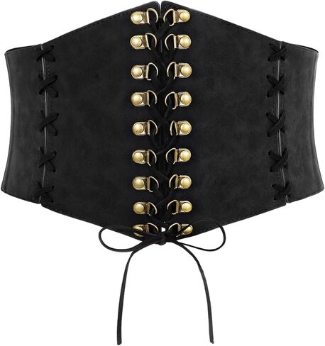 JASGOOD Women Wide Waist Belt Vintage Elastic Corset Belt Lace-up Tied Waspie Corset Belt for Dress Halloween Costume in Saudi Arabia