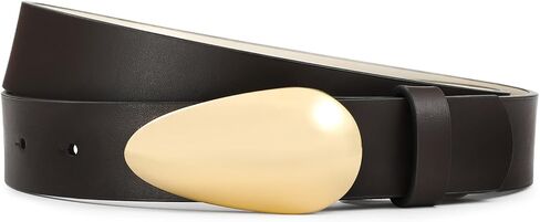 حزام بني بإبزيم ذهبي حزام جلدي عصري لفساتين الجينز وأحزمة كاجوال للنساء in Kuwait