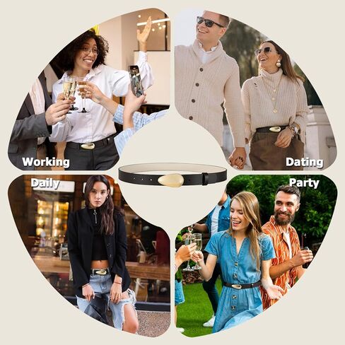 حزام بني بإبزيم ذهبي حزام جلدي عصري لفساتين الجينز وأحزمة كاجوال للنساء in Kuwait