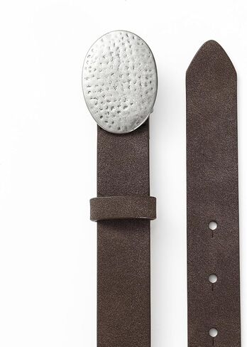 Women’s Suede Leather Belt Dark Brown Boho Waistband with Silver Round Buckle for Dresses, Jeans, Coastal Styling in Kuwait