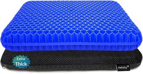 Gel Seat Cushion, Office Seat Cushion Chair Pads for Office Home Car Wheelchair Long Trips - Extra Thick Gel Cushion for Pressure Sores, Tailbone, Back, Sciatica Pain Relief (Extra Thick, Blue) in Kuwait