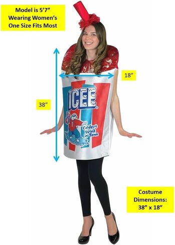 زي Rasta Imposta Icee Sparkle Red زي Slurpee Slush Puppie فستان الحفلات للنساء والرجال أزياء الهالوين، للبالغين مقاس واحد in Saudi Arabia