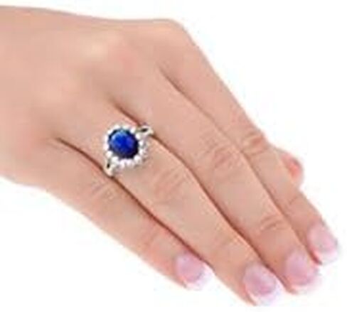 خاتم Beaux Bijoux من الفضة الاسترليني البيضاوي والياقوت الأزرق وتشيكوسلوفاكيا الأميرة ديانا / كيت ميدلتون in Saudi Arabia