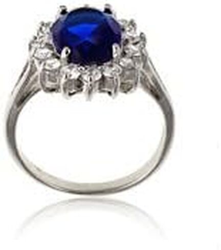 خاتم Beaux Bijoux من الفضة الاسترليني البيضاوي والياقوت الأزرق وتشيكوسلوفاكيا الأميرة ديانا / كيت ميدلتون in Saudi Arabia