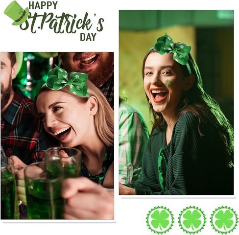 عصابة رأس ZEYER St Patrick's Day للنساء والفتيات عصابة رأس على شكل البرسيم الأخضر وعصابة رأس على شكل فيونكة شامروك in Kuwait