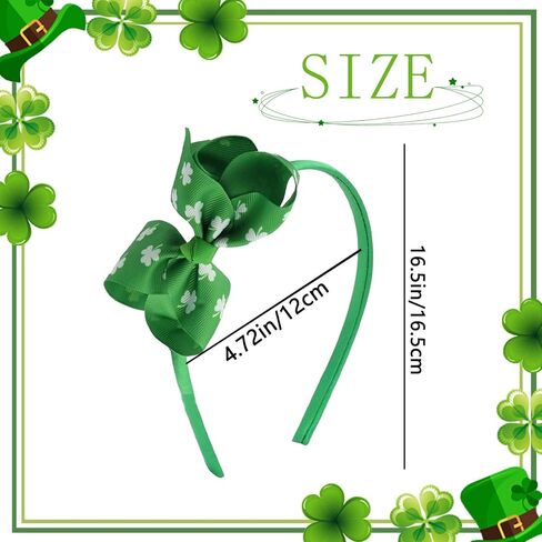 عصابة رأس ZEYER St Patrick's Day للنساء والفتيات عصابة رأس على شكل البرسيم الأخضر وعصابة رأس على شكل فيونكة شامروك in Kuwait