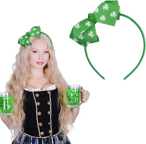 عصابة رأس ZEYER St Patrick's Day للنساء والفتيات عصابة رأس على شكل البرسيم الأخضر وعصابة رأس على شكل فيونكة شامروك in Kuwait