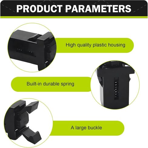 قطعتان من مزلاج حامل النظارات الشمسية للسيارة، استبدال مشابك السقف لوحدة التحكم العلوية ذاتية القفل، مشابك غطاء صندوق القفل البلاستيكي للسيارة، يمكن لسلة المهملات الضغط على الإبزيم (أسود) in Kuwait