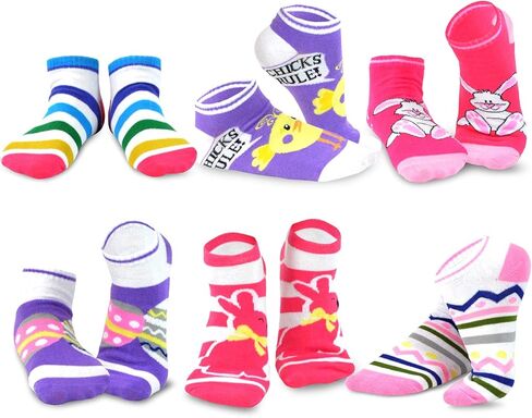 Happy Easter Essential Gift Idea Celebrate Christ is Risen Bunny Chick Sheep Eggs Crew Low Cut Ankle Socks for Women 6Pairs in Kuwait