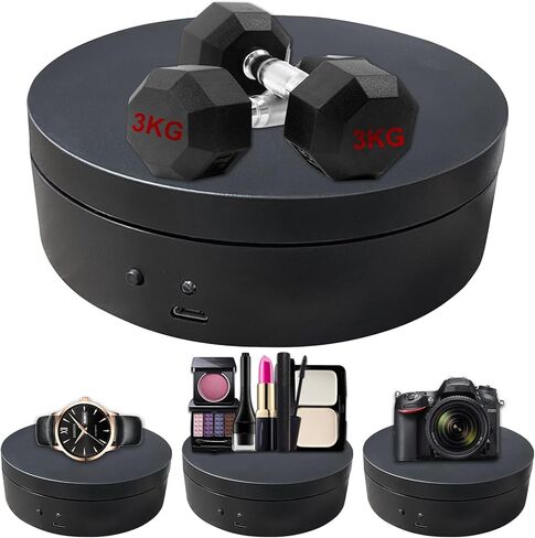 360 Degree Rotating Display Stand, Tumbler Making Supplies Spinner, Electric Motorized Turntable with USB Power Cable for Jewelry, Photography Products, Watch, Cup, etc(White) in Kuwait