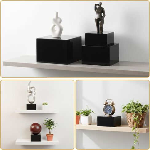 6 عبوات من الناهضين الأكريليك للعرض، صناديق مكعبات أكريليك، حامل عرض مع قيعان مجوفة، حامل زخرفي لعرض الطعام والمجوهرات وديكور طاولة الحلوى (أسود، من 3 إلى 8 بوصات) in Kuwait