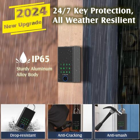 Smart Key Lock Box with Code, Dhiedas Large Fingerprint Lock Box with APP Control, Electronic Digital Weatherproof Security Hide Key Lock Box Wall Mount & Door Hanging for Outdoor Realtor Airbn in Kuwait