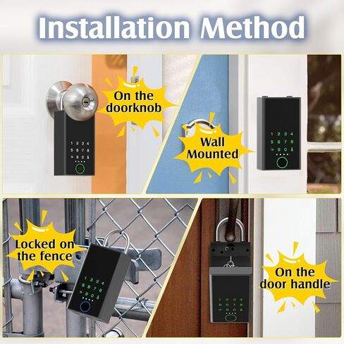 Smart Key Lock Box with Code, Dhiedas Large Fingerprint Lock Box with APP Control, Electronic Digital Weatherproof Security Hide Key Lock Box Wall Mount & Door Hanging for Outdoor Realtor Airbn in Kuwait