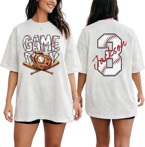 DILYPOD Personalized Baseball Mom Shirt with Kids Name and Jersey Number, Custom Baseball Shirts for Women, Mothers Day in Kuwait