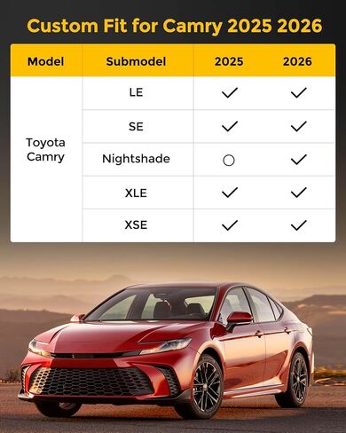 Carpet Floor Mats for Toyota Camry 9th 2025 2026 LE/SE/XLE/XSE, All Weather Full Black Rugs with Non-Slip Nibs Custom Fit for Front & 2nd Rear Row, Noise-Reducing Waterproof Odorless Car Accessories in Saudi Arabia