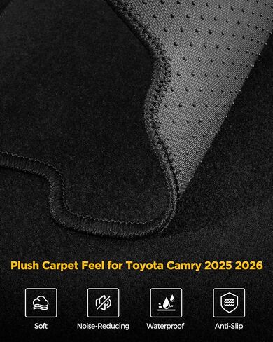 Carpet Floor Mats for Toyota Camry 9th 2025 2026 LE/SE/XLE/XSE, All Weather Full Black Rugs with Non-Slip Nibs Custom Fit for Front & 2nd Rear Row, Noise-Reducing Waterproof Odorless Car Accessories in Saudi Arabia
