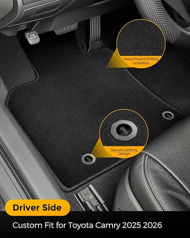 Carpet Floor Mats for Toyota Camry 9th 2025 2026 LE/SE/XLE/XSE, All Weather Full Black Rugs with Non-Slip Nibs Custom Fit for Front & 2nd Rear Row, Noise-Reducing Waterproof Odorless Car Accessories in Saudi Arabia