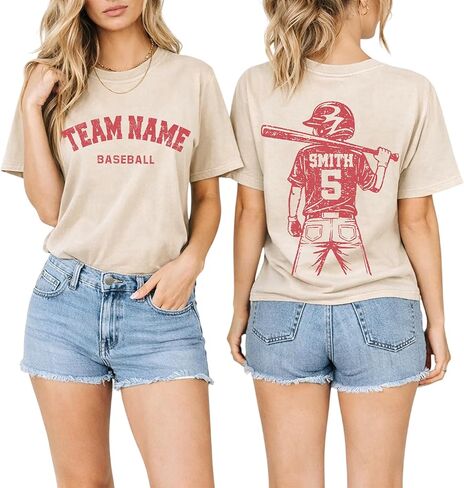 DILYPOD Personalized Baseball Mom Shirt with Kids Name and Jersey Number, Custom Baseball Shirts for Women, Mothers Day in Saudi Arabia