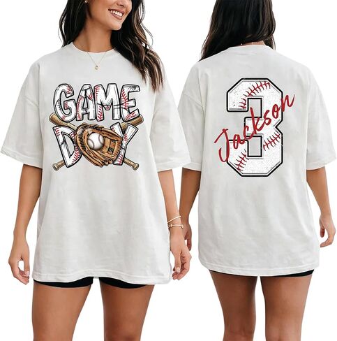 DILYPOD Personalized Baseball Mom Shirt with Kids Name and Jersey Number, Custom Baseball Shirts for Women, Mothers Day in Saudi Arabia