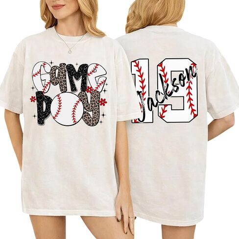 DILYPOD Personalized Baseball Mom Shirt with Kids Name and Jersey Number, Custom Baseball Shirts for Women, Mothers Day in Saudi Arabia