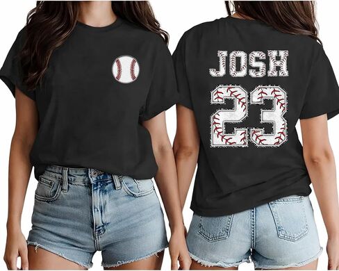 DILYPOD Personalized Baseball Mom Shirt with Kids Name and Jersey Number, Custom Baseball Shirts for Women, Mothers Day in Saudi Arabia