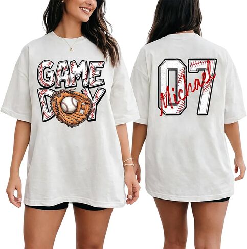 DILYPOD Personalized Baseball Mom Shirt with Kids Name and Jersey Number, Custom Baseball Shirts for Women, Mothers Day in Saudi Arabia