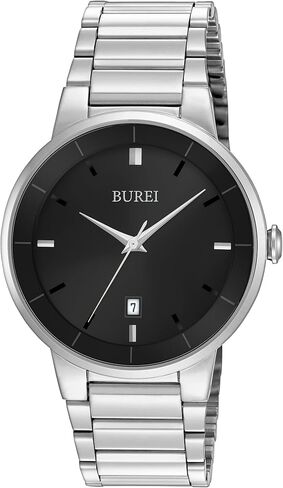 BUREI Men Watches Fashion Stainless Steel Watches for Men Analog Quartz Waterproof Wristwatch,Gift for Mens in Saudi Arabia
