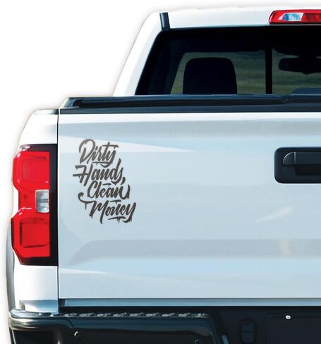 GRITKULTURE Dirty-Hands-Clean-Money Decal Sticker for Vehicle Truck Bumper Cars Window Wall Mirror Decoration (White) in Saudi Arabia