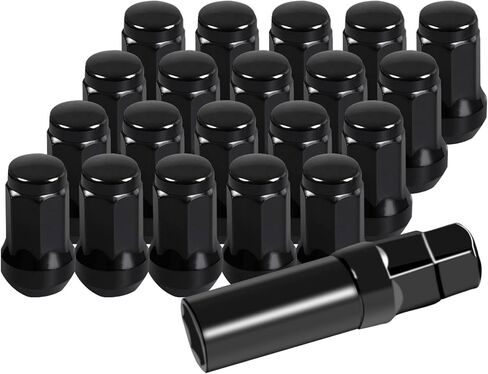 M12x1.5 Lug Nut Replacement Universal Fit for 4/5/6/8 Lug Tuner Rims, Black Car Bulge Acorn Wheel Lug Nuts for Cone Seat- Pack of 20 with 1 Key in Saudi Arabia