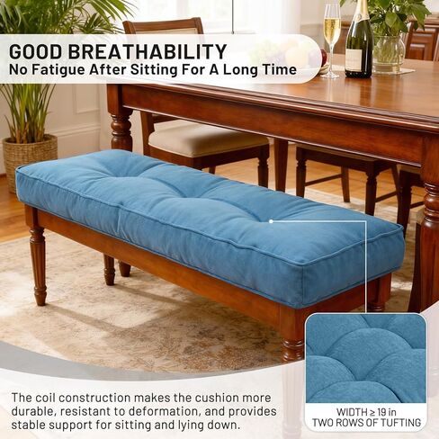 Lokex Bench Cushion,Custom Size 90+Color Non-Slip Thick and Breathable Bench Cushions for Indoor/Outdoor Furniture,Double Piping Tufting Window Seat Cushions in Saudi Arabia