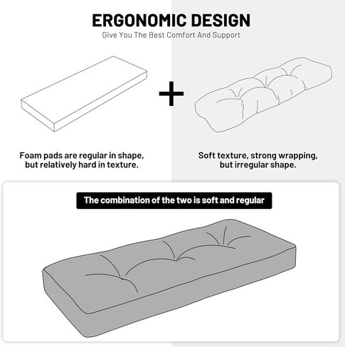 Lokex Bench Cushion,Custom Size 90+Color Non-Slip Thick and Breathable Bench Cushions for Indoor/Outdoor Furniture,Double Piping Tufting Window Seat Cushions in Saudi Arabia
