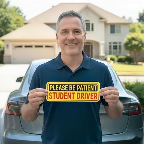 Student Driver Sticker for Car (2-Pack) - Non-Magnetic Removable Vinyl Decals, Reusable New Driver Sticker for Plastic Bumper & Aluminum Panels, Paint-Safe Car Window Stickers Calcomanías in Kuwait