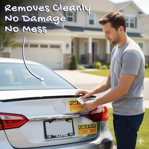 Student Driver Sticker for Car (2-Pack) - Non-Magnetic Removable Vinyl Decals, Reusable New Driver Sticker for Plastic Bumper & Aluminum Panels, Paint-Safe Car Window Stickers Calcomanías in Kuwait